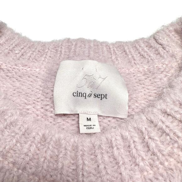Cinq à Sept | Women | Dusty Pink Alpaca Merino Wool Knit Fringe Sweater | Medium - Picture 7 of 12